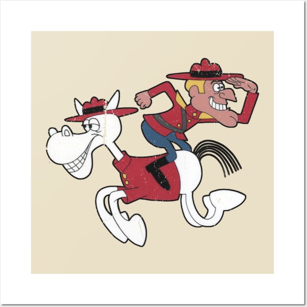 Distressed Dudley Do-Right and Horse Authentic Vintage Style Wall Art by offsetvinylfilm